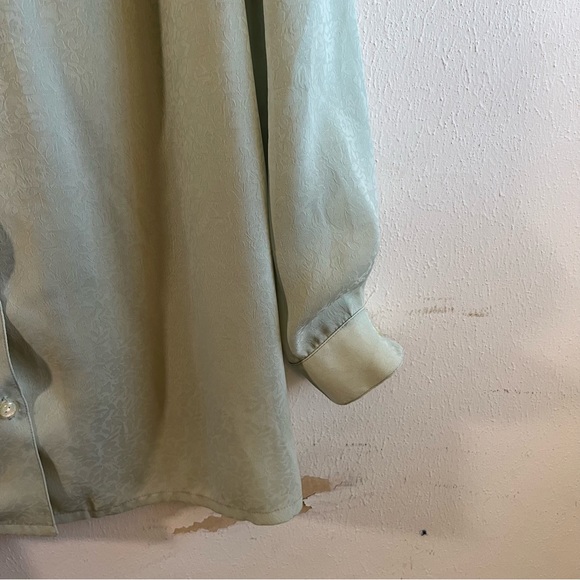 Vintage Philippe Marques Blouse DEADSTOCK Green Button Up Long Sleeves Sz 18 NWT - Picture 5 of 10